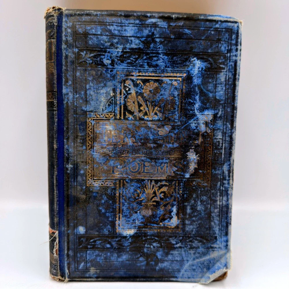 Antique Alfred Tennyson Poetical Works Complete Illustrated Thomas Crowell Blue‎